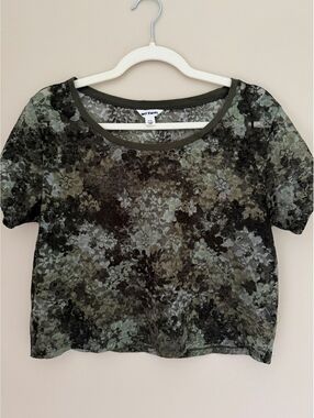 M Map to Mars sheer crop top, lace, green color schrme